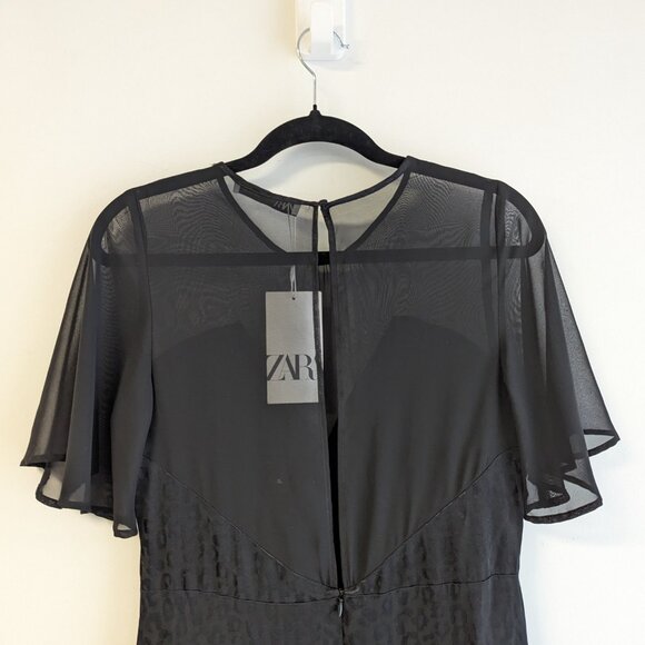 Zara Illusion neckline flutter sleeves dress - Picture 7 of 8